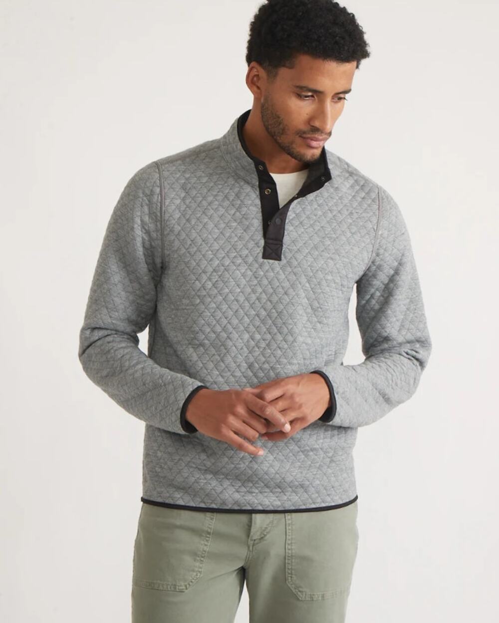 Marine Layer Reversible Corbet Pullover Charcoal/Mid Heather Grey Size Large